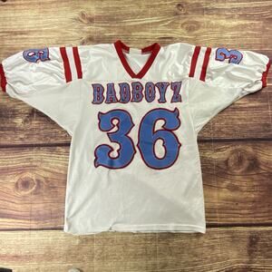 Vtg Team Work Athletic Apparel Jersey Bad Boys Blue White Red Made In USA